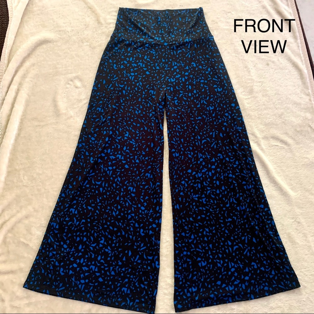 New Directions Wide Leg Pants Black & Blue; Sz Med